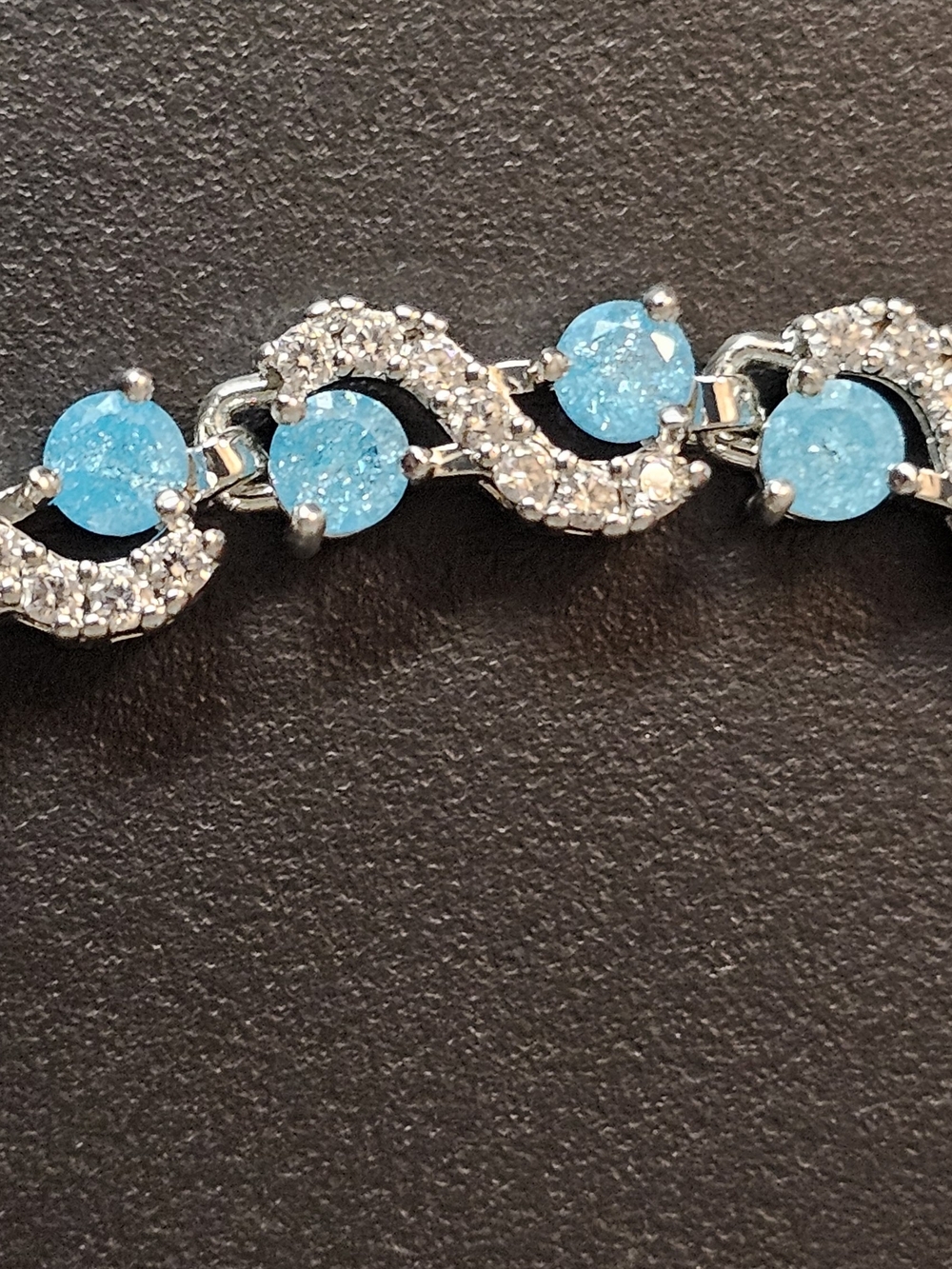 Candy Cyan Crystal Link Bracelet - Silver Tone